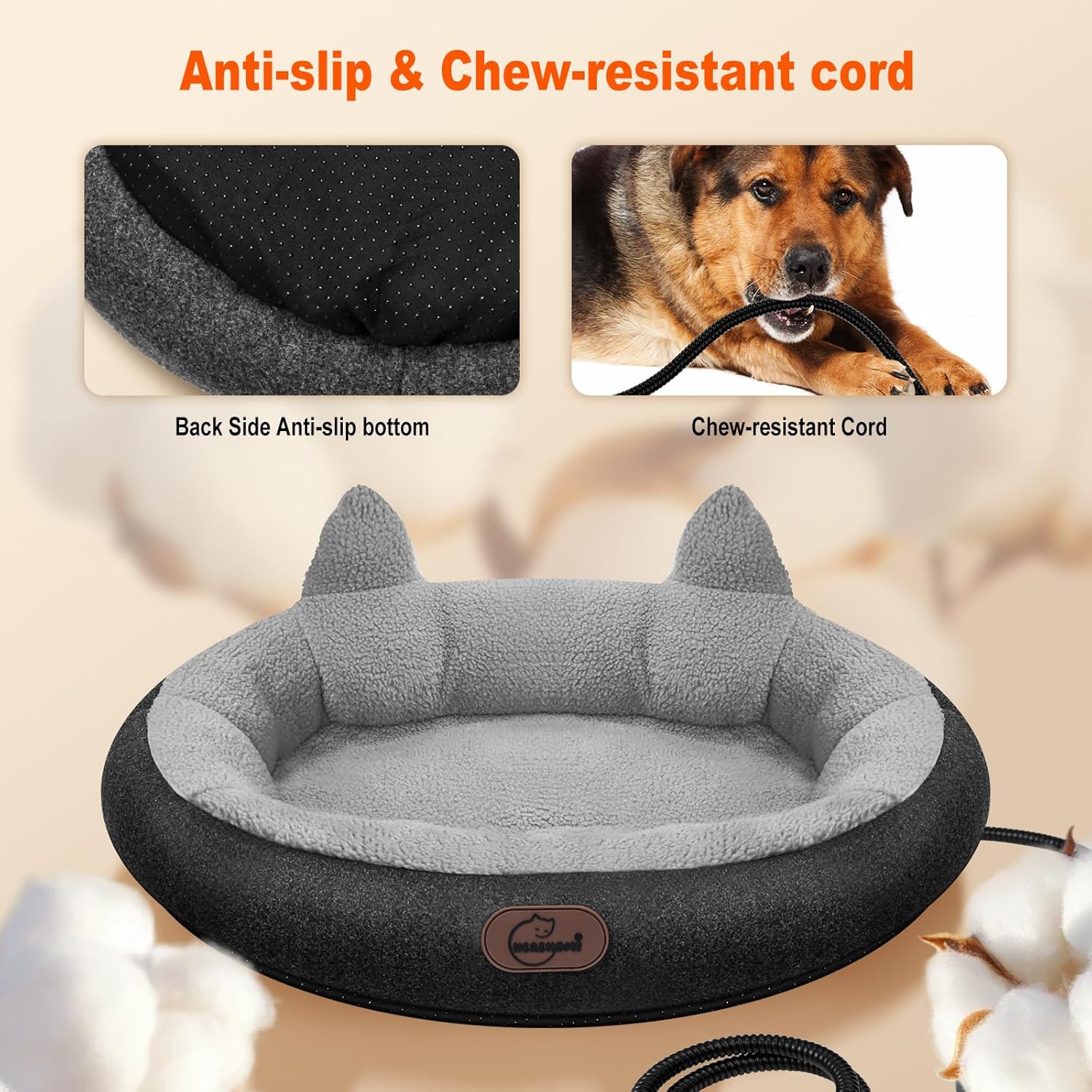 Heated Cat Bed for Small Size Cats, Heated Pet Bed with Timer & Temp Adjustable, Removable Waterproof Pet Heating Pad for Indoor, Gray Cozy Donut Electric Bed Heater Warmer for Kitten Cat