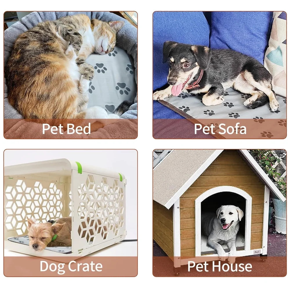 Pet Heating Pad Mat, 17.7"X17.7" Electric Pet Heating Pad Bed for Cat Dog Indoor Outdoor Waterproof Adjustable Temperature Heater